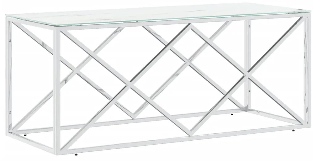 349963 vidaXL Маса за кафе 110x45x45 cм неръждаема стомана и стъкло