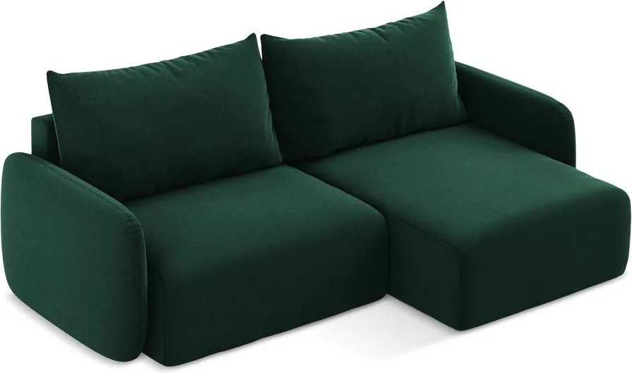 Тъмнозелен кадифен сгъваем/с място за съхранение ъглов диван (десен ъгъл) Kalena – Makamii