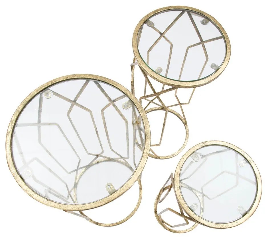 Кръгли странични маси със стъклен плот в комплект от 3 броя ø 32 cm Tunisi - Mauro Ferretti