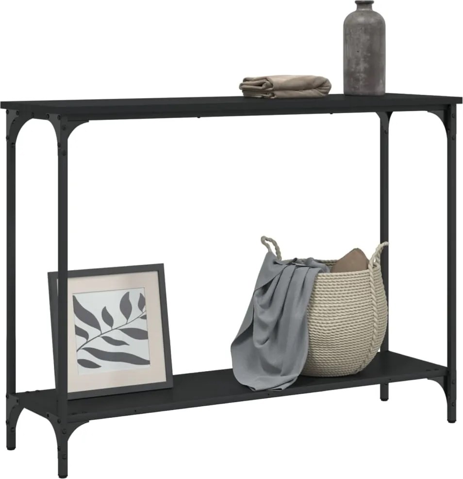 Конзолна маса, черна, 101x30,5x75 см, инженерно дърво