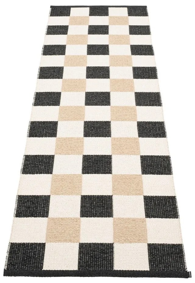 Черна и кремава пътека за открито и закрито 70x240 cm Pix Black Vanilla – Pappelina