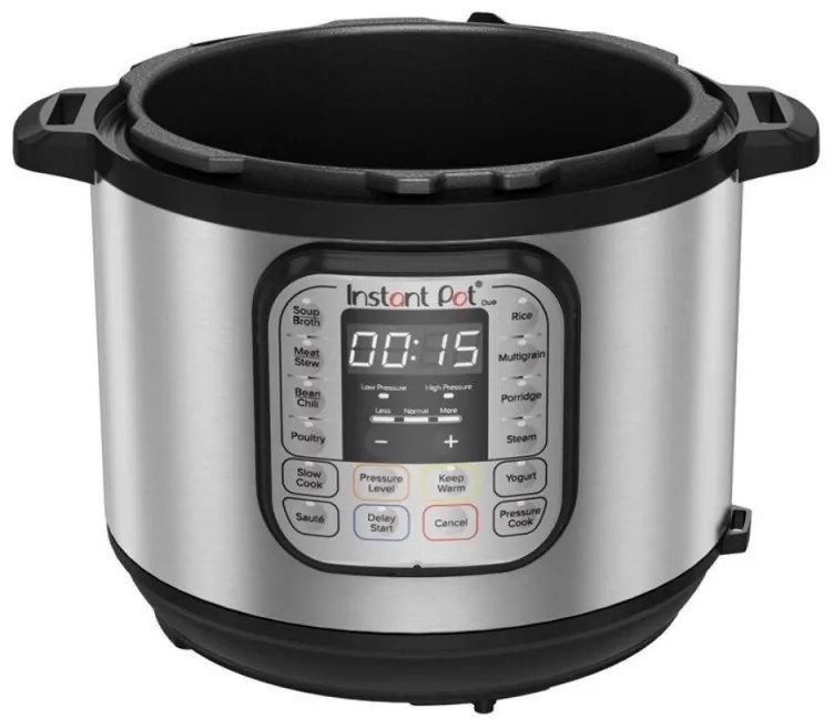 Мултикукър под налягане Instant Pot Duo 80113006101, 1200W, 7.6 л, 13 програми, За 8-12 порции, Функция настрой и забрави, Сребрист