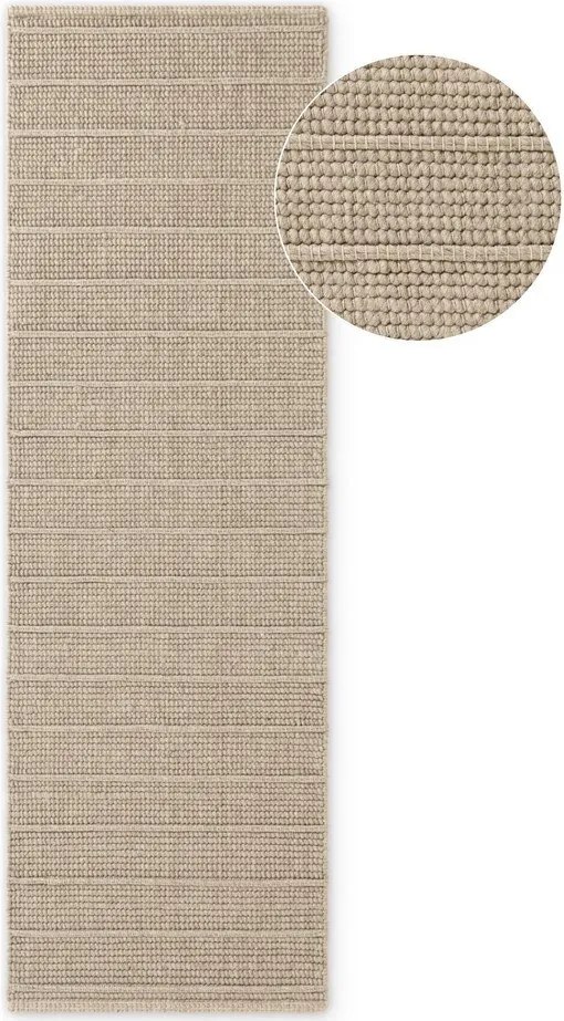 Бежова ръчно изработена вълнена пътека 80x250 cm Camden Parker – Ted Baker