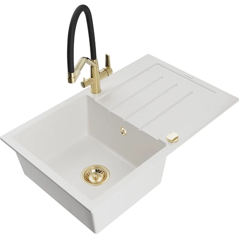 Mexen Bruno гранитна кухненска мивка с една камера с отцедник и кухненски