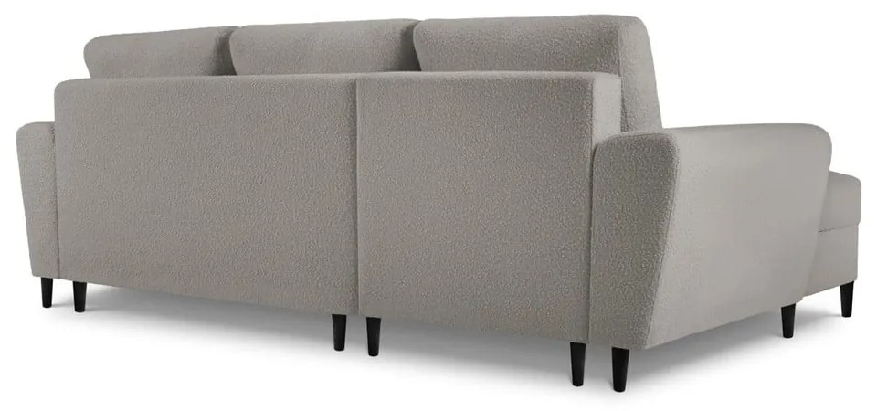 Светлосив разтегателен ъглов диван с място за съхранение от прежда с примки от букле (ляв ъгъл) Kyoto – Cosmopolitan Design