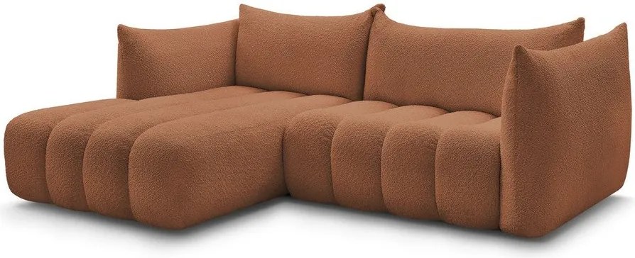 Оранжев ъглов диван от прежда с примки от букле (ляв ъгъл) Azra – Bobochic Paris