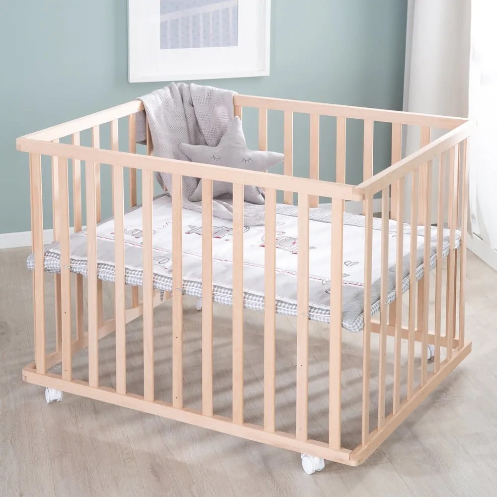 Кошара за игра на колелца в естествен цвят 100x75 cm Jumbo Twins – Roba