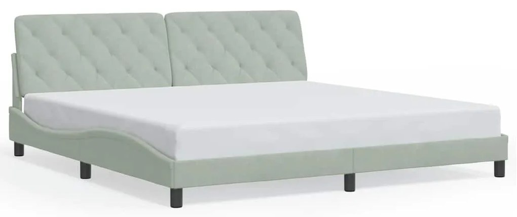 3207941 vidaXL Рамка за легло без матрак, светлосива, 200x200 см, кадифе