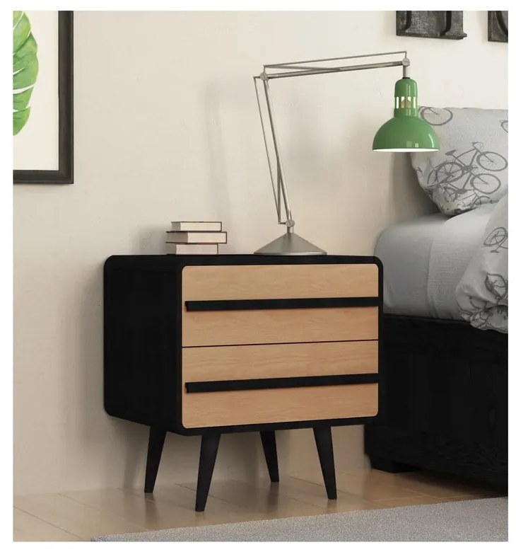 Нощно шкафче в черен и естествен цвят Chantal - Støraa