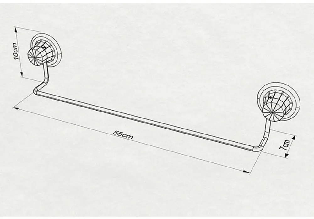 Закачалка за кърпа TEKNO TEL  DM 260, 55х7х10 см, Вакуум, Хром