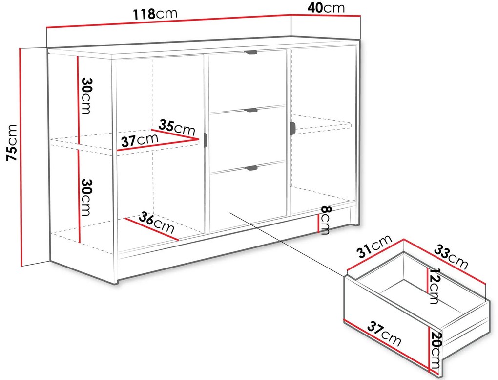 Скрин с чекмеджета Tireno 2D3SZ-Mpez