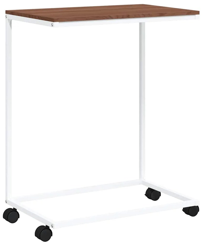 343102 vidaXL Помощна маса с колелца бяла 55x35x70 см инженерно дърво