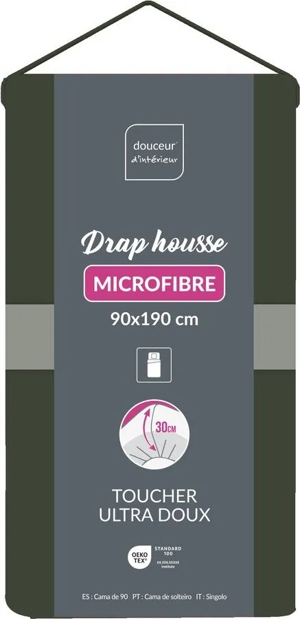 Еластичен чаршаф от микрофибър в цвят каки 90x190 cm Oscar – douceur d'intérieur