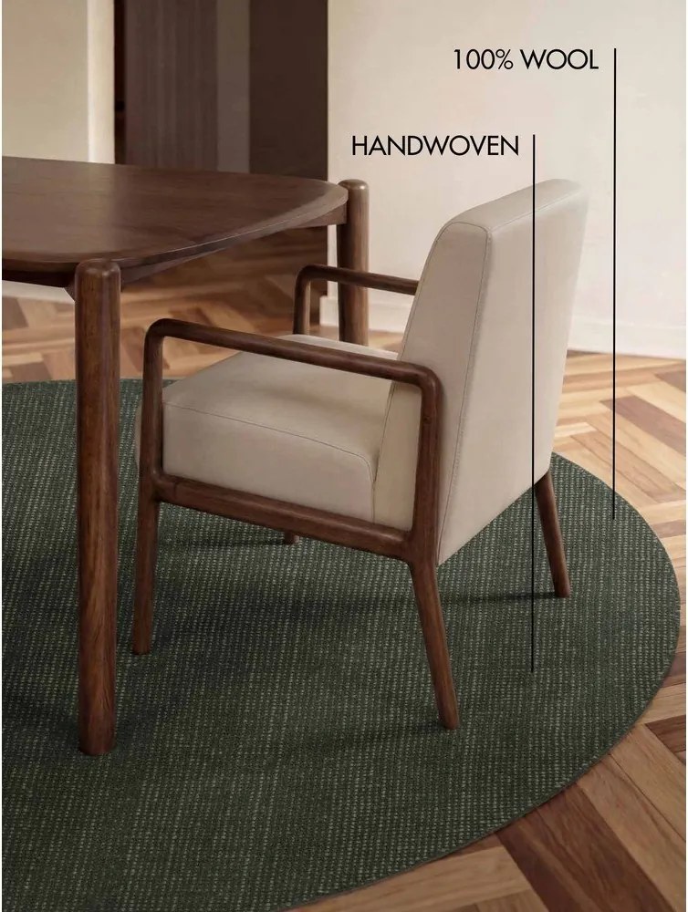 Тъмнозелен ръчно изработен вълнен кръгъл килим ø 160 cm Greenwich – Ted Baker