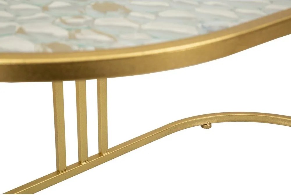 Бяла/златистa масичка за кафе със стъклен плот 50x90 cm Antalia – Mauro Ferretti