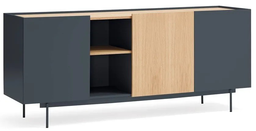 Нисък скрин в антрацит и естествен дъб 180x78 cm Otto - Teulat