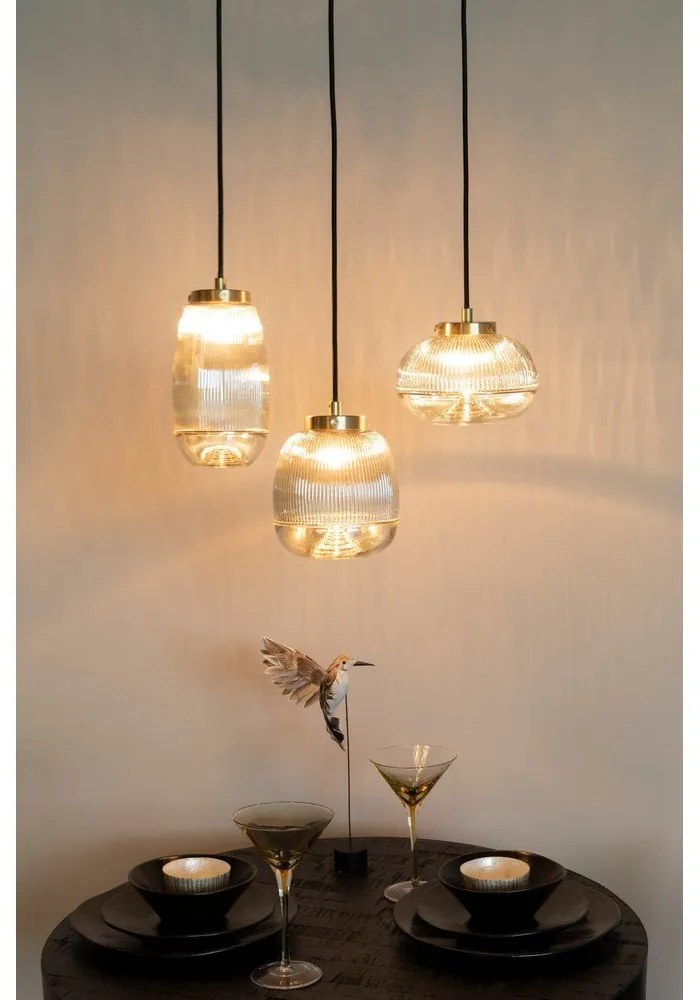 Висяща лампа в златист цвят със стъклен абажур ø 12 cm Robin - White Label