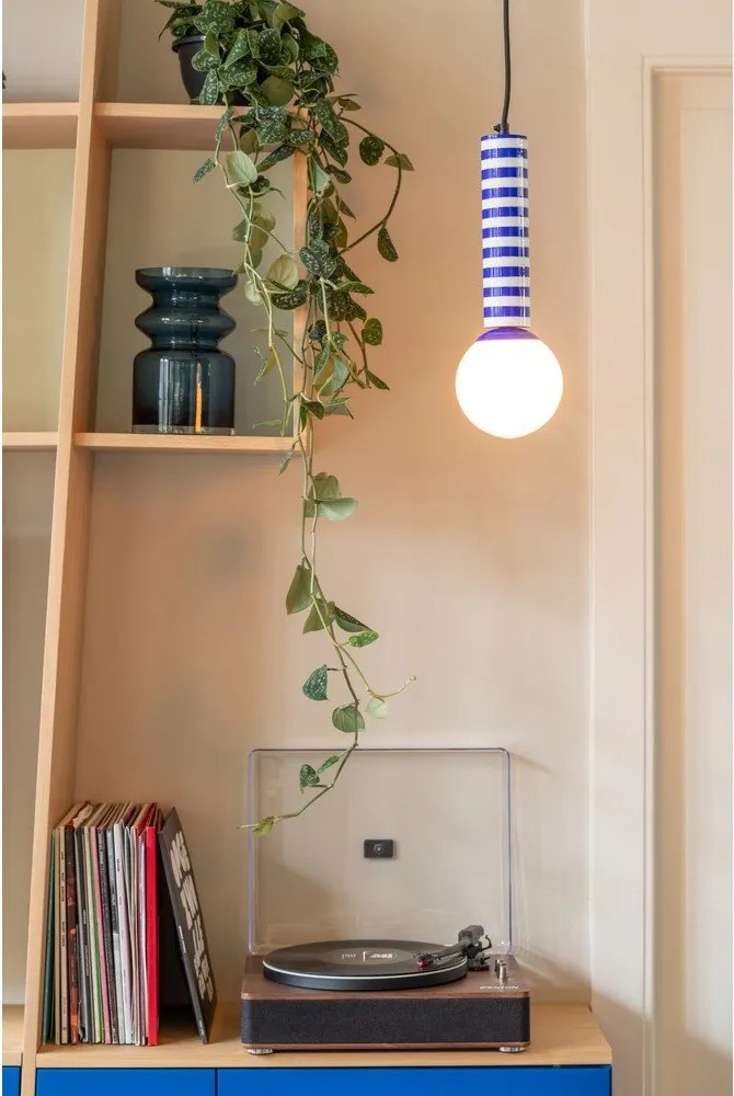 Синьо метално висящо осветително тяло ø 12 cm Rayado Retro – Leitmotiv