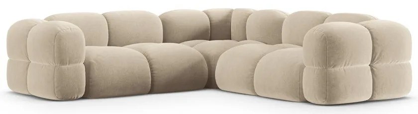 Бежов кадифен ъглов диван Loretto – Cosmopolitan Design