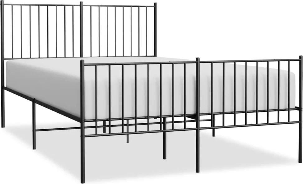 350882 vidaXL Метална рамка за легло с горна и долна табла, черна, 140x190 см