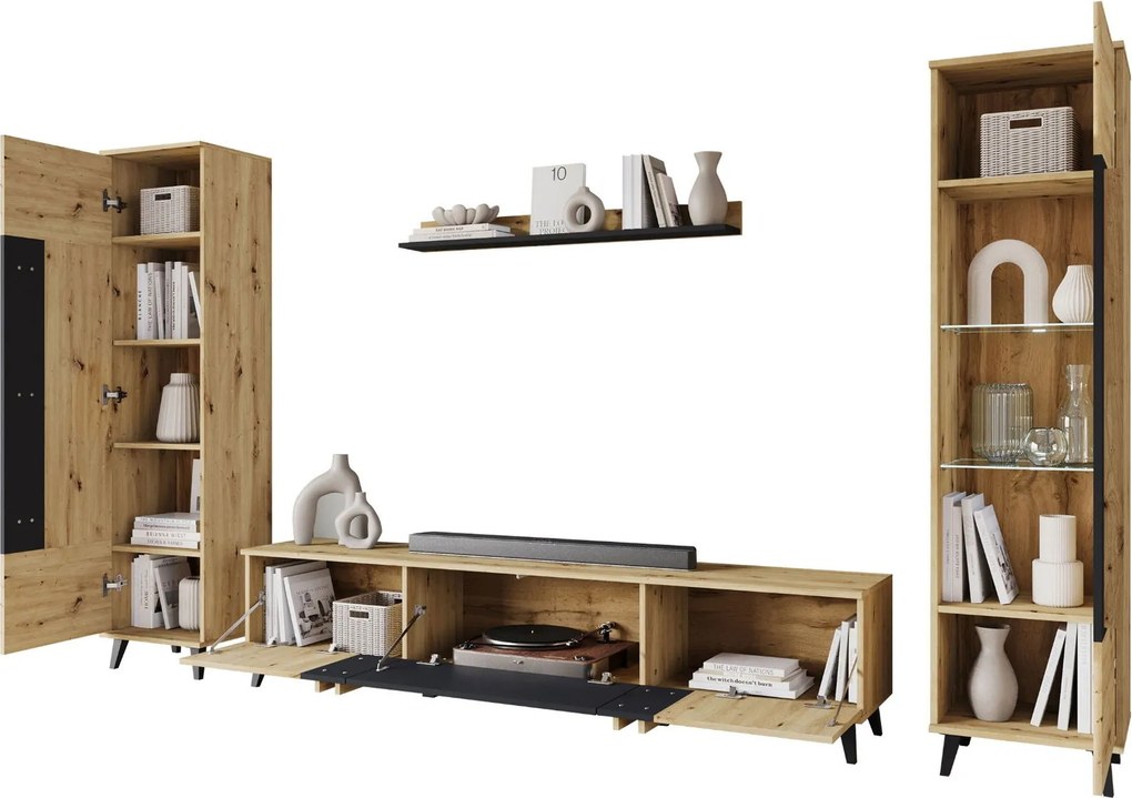 Секция за хол Helsinki II-Дърво-Черен