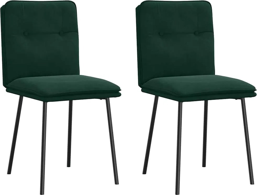 4101284 vidaXL Трапезни столове, 2 бр, тъмнозелени, кадифе