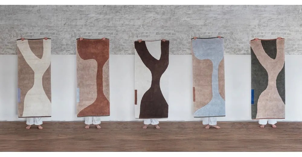 Памучна пътека подходяща за пране в светлосин и бежов цвят 70x150 cm Figura – Mette Ditmer Denmark