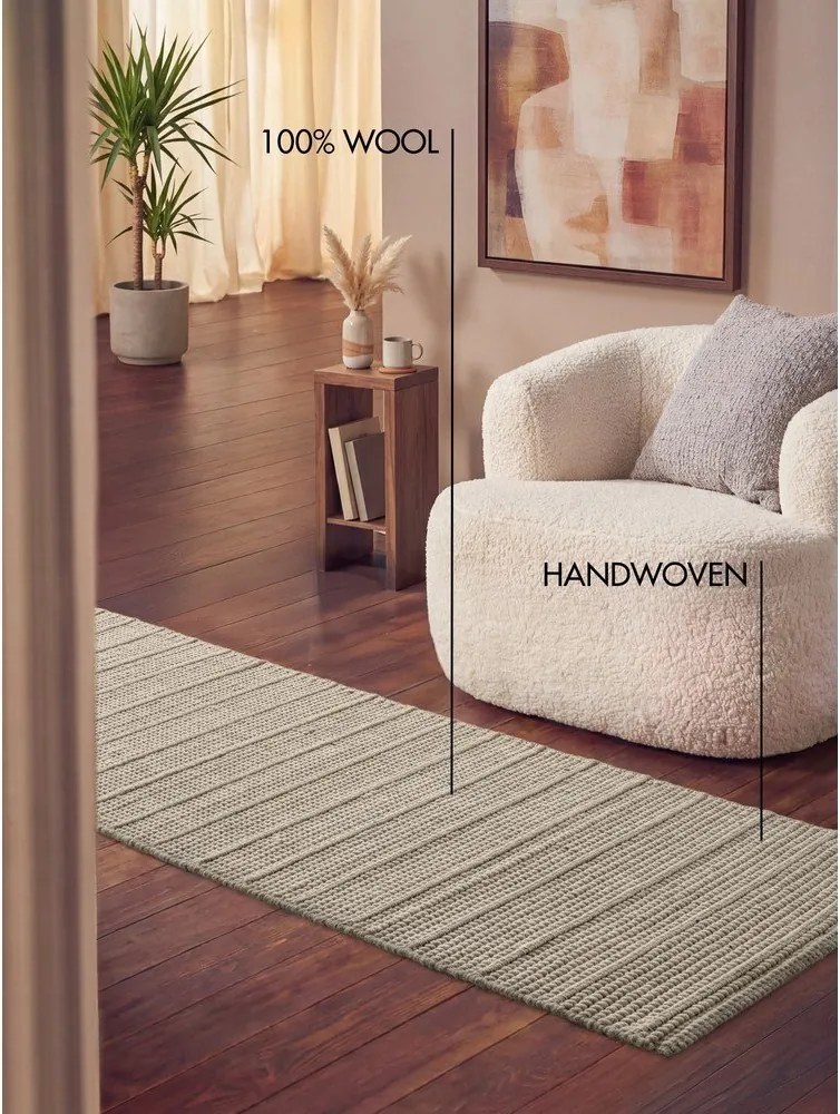 Кремава ръчно изработена вълнена пътека 80x250 cm Camden Parker – Ted Baker