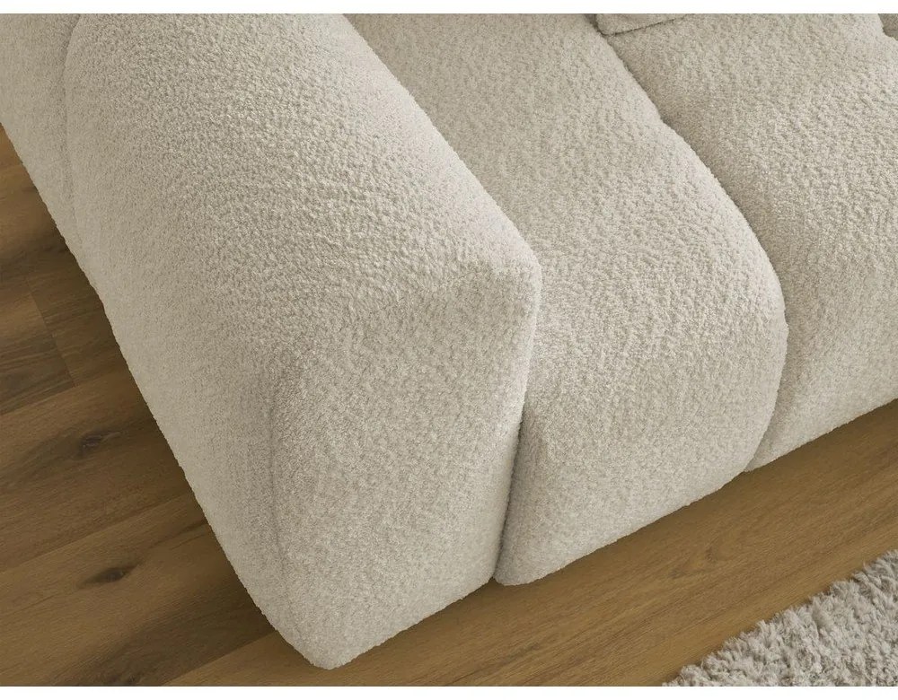 Бежов разтегателен ъглов диван с място за съхранение от букле (десен ъгъл) Roxelane – Bobochic Paris