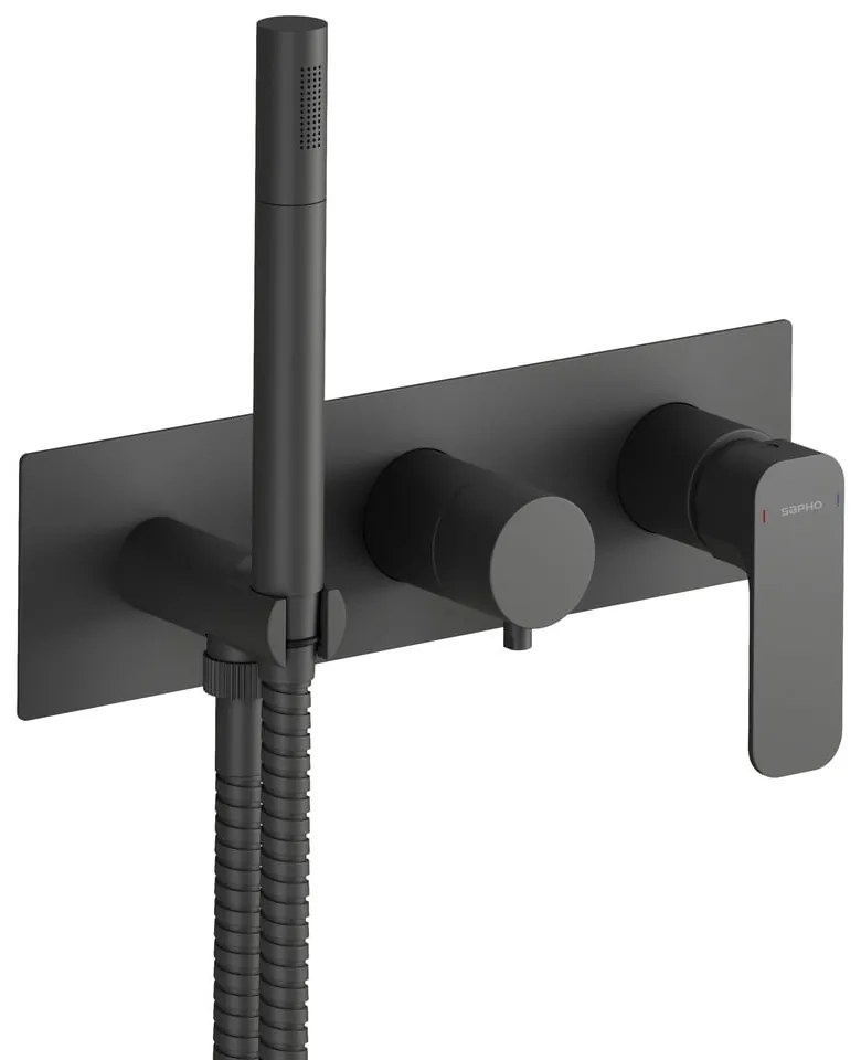 Матово-черна вградена душ батерия (2 изхода) Spy – Sapho