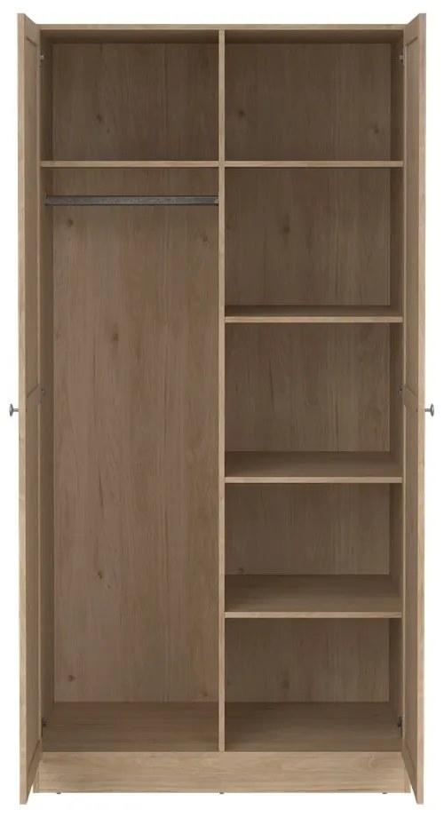 Гардероб от дъбов декор в естествен цвят 99x200x62 cm Billund – Tvilum