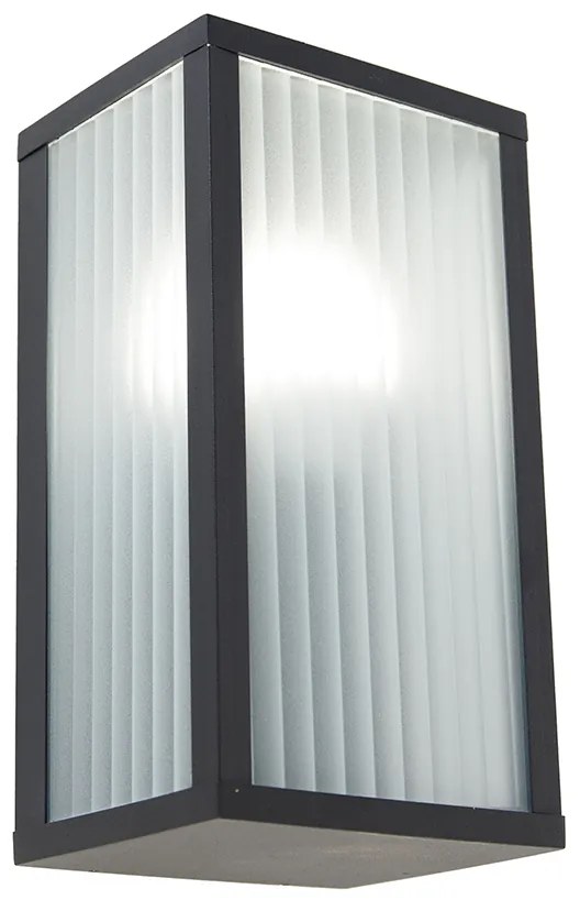 Интелигентна външна стенна лампа черна с оребрено стъкло, включваща WiFi A60 - Charlois