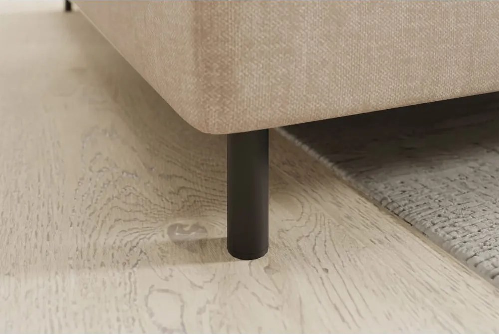 Бежов кадифен разтегателен ъглов диван с място за съхранение (ляв ъгъл L форма) Barea – ELTAP