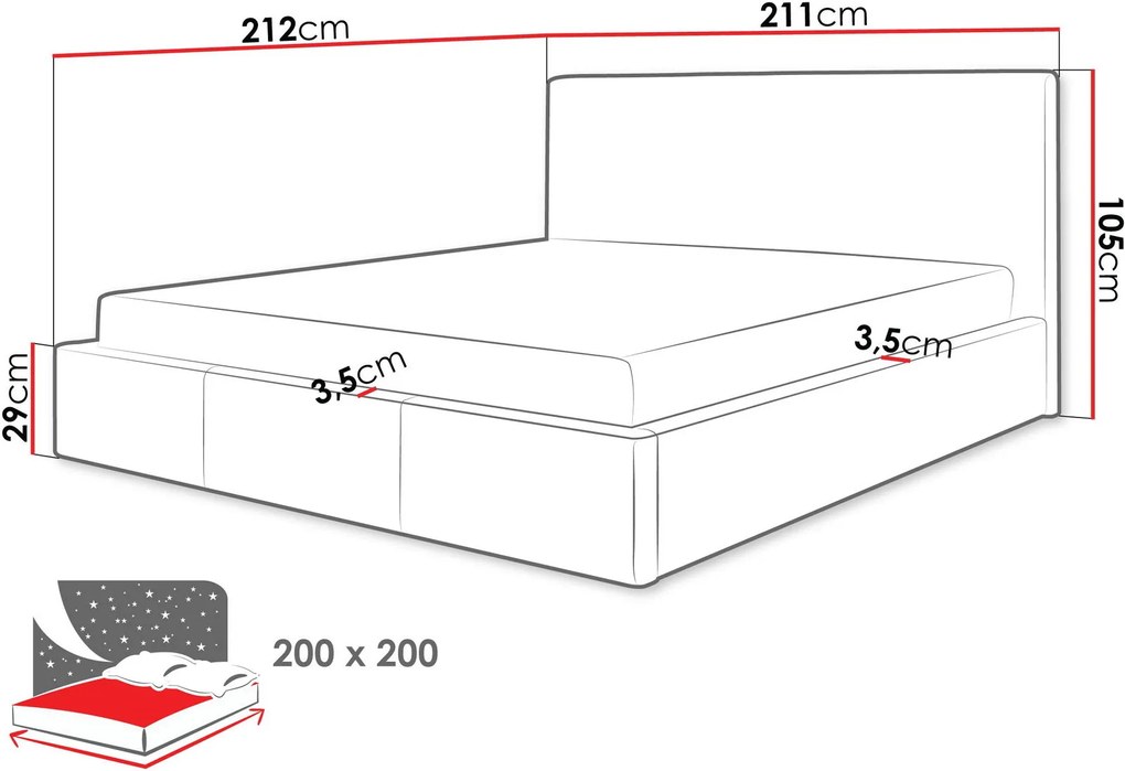 Тапицирано легло Swift-Черен-200 x 200