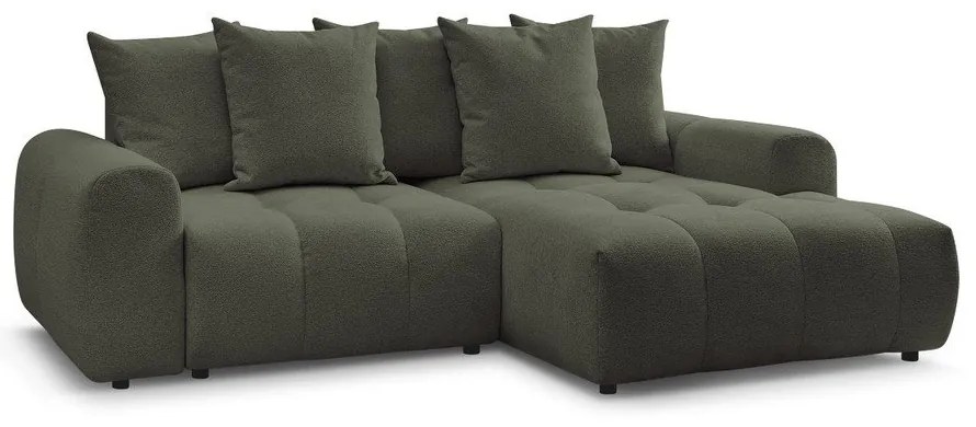 Шенилов разтегателен ъглов диван с място за съхранение в цвят каки (десен ъгъл) Roxelane – Bobochic Paris