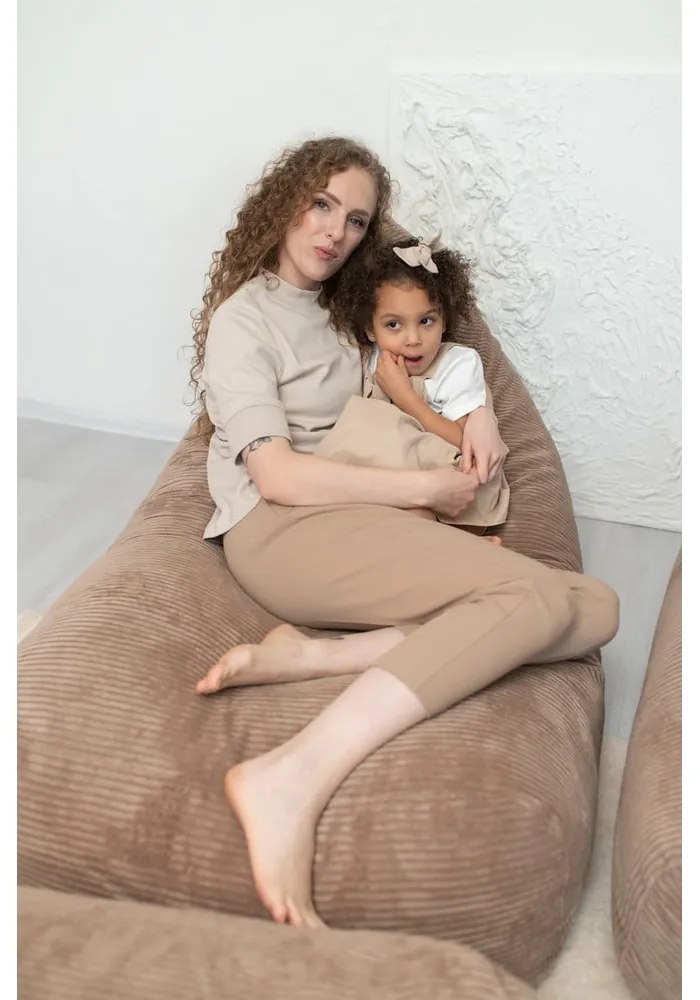 Светлосив пуф от рипсено кадифе Snug 130 – SLOWDOWN