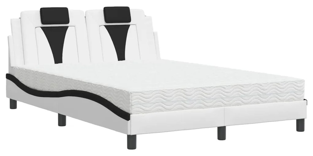 3208802 vidaXL Легло Viana без матрак, бяло и черно, 140x200 см, изкуствена кожа