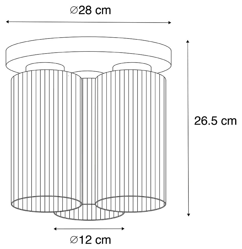 Таванна лампа в стил арт деко златиста със стъкло 3-светлина - Laura