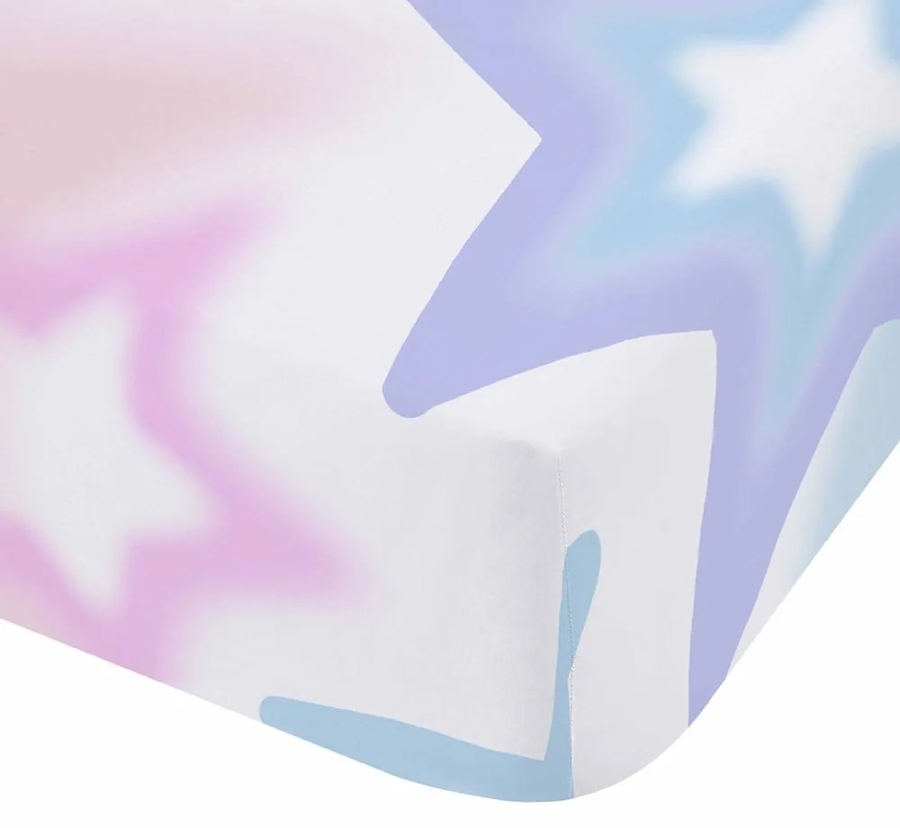 Бялo-розов еластичен двоен детски чаршаф 135x190 cm Ombre Stars – Catherine Lansfield