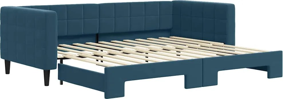 3196690 vidaXL Канапе с изтеглящо разтегателно легло синьо 90x200 см кадифе