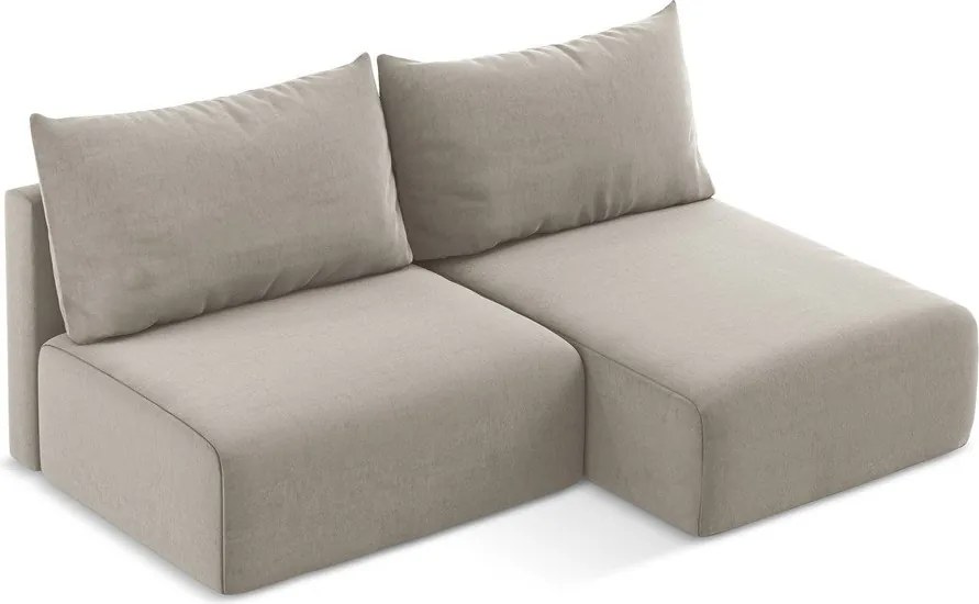 Кафяво-сив кадифен сгъваем/с място за съхранение ъглов диван (десен ъгъл) Kalena – Makamii