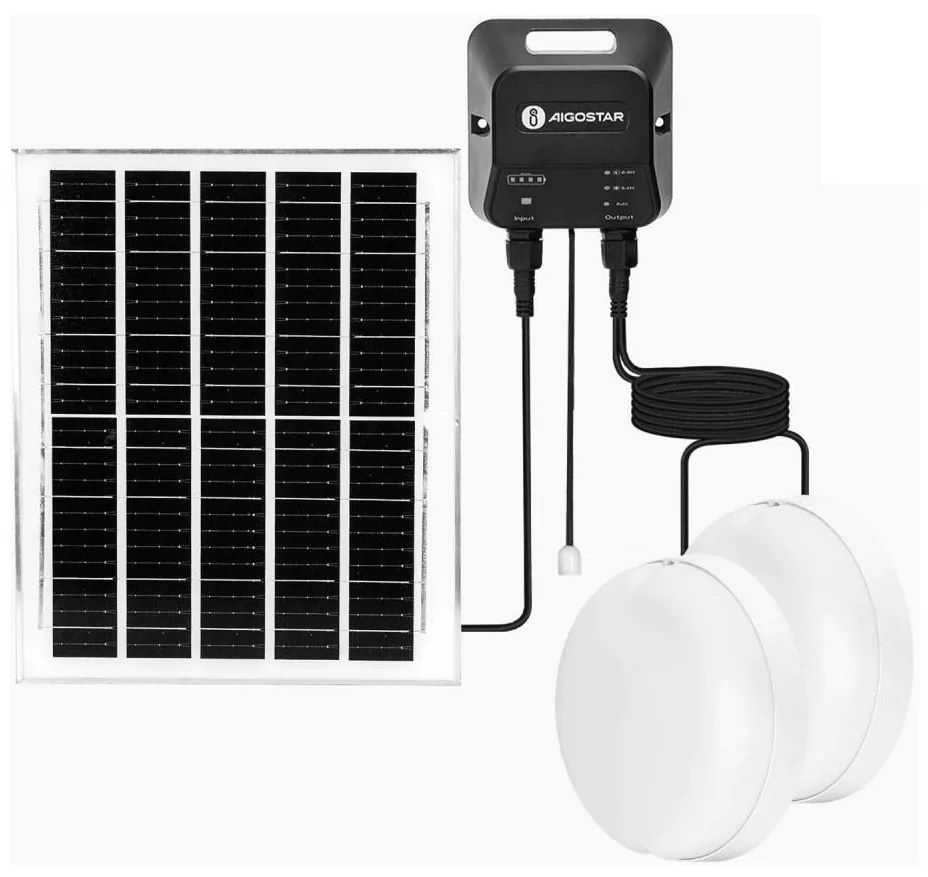 Aigostar - LED Соларна лампа 2xLED/70W/12V 12000 mAh 6500K Ø 20,5 см