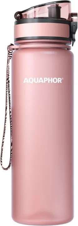 Филтрираща бутилка за вода Aquaphor City 160041, 500 мл, Тритан, Активен въглен, Aqualen, Заключващ се капак, Пудрено розов