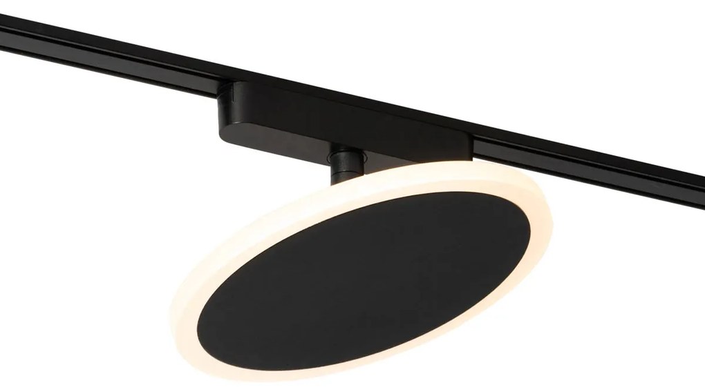 Модерен черен прожектор за 1-фазова релсова система с LED - Magnetic Puk