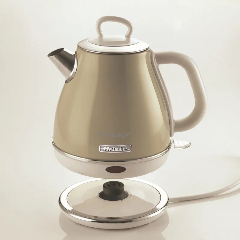 Електрическа кана Ariete VINTAGE 2868/03, 1630W, 1 л, Метален корпус, Бързо завиране, Безжична основа, Бежов