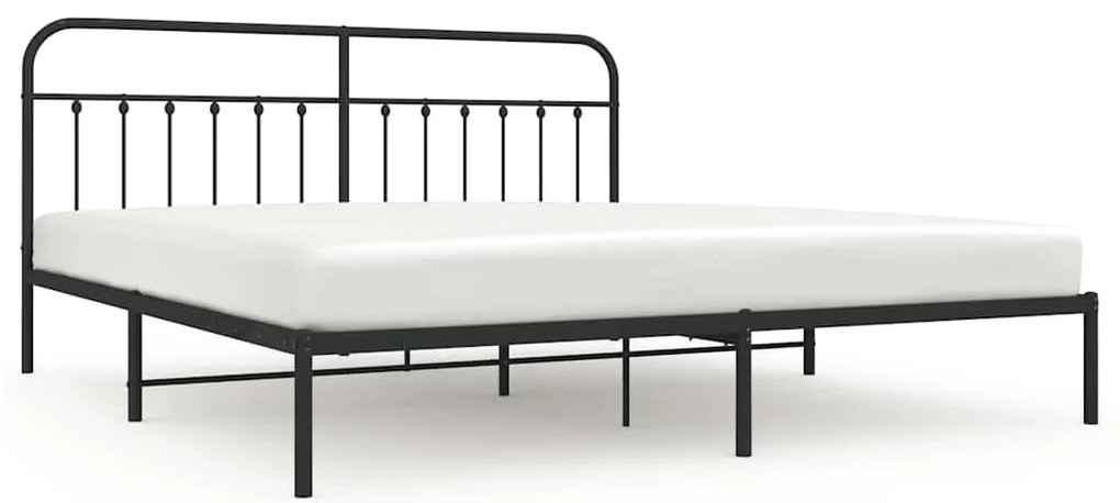 352585 vidaXL Метална рамка за легло с горна табла, черна, 200x200 см
