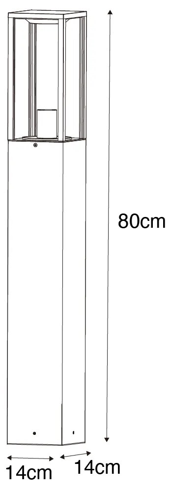Стойка за външна лампа черна с релефно стъкло 80 см IP44 - Charlois