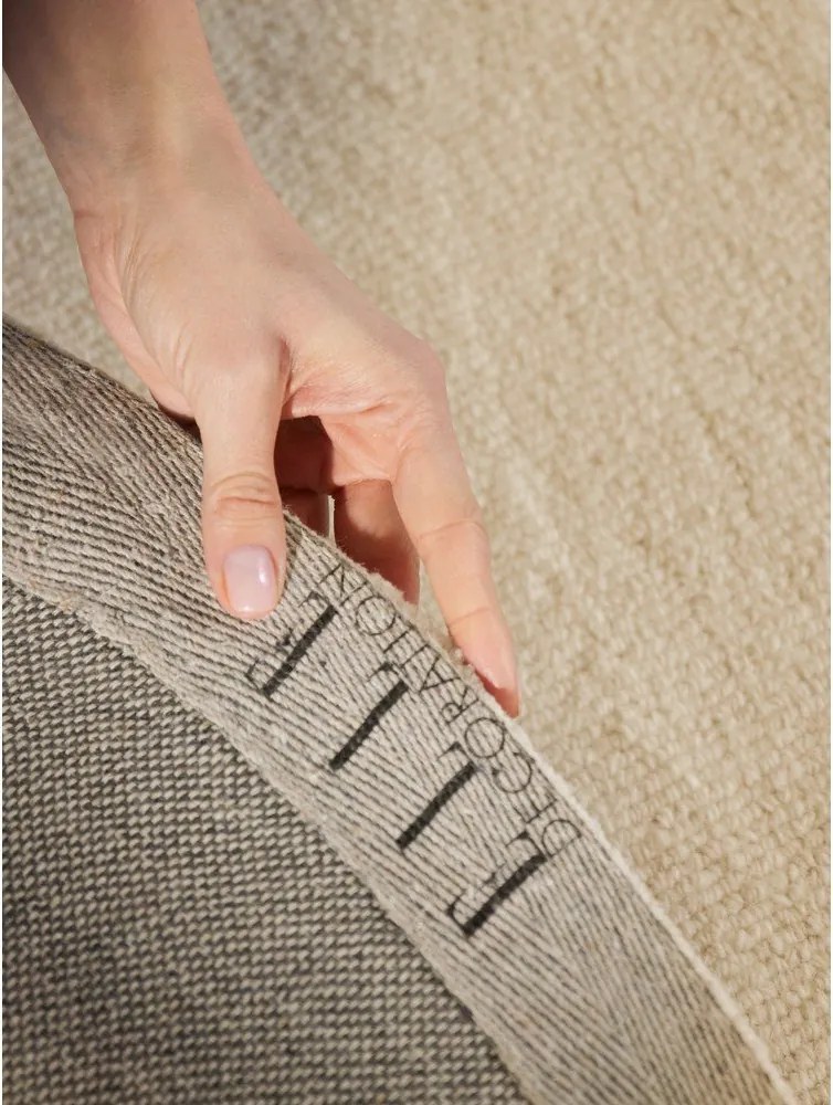 Бежов ръчно изработен вълнен кръгъл килим ø 200 cm Puristic Knots – Elle Decoration