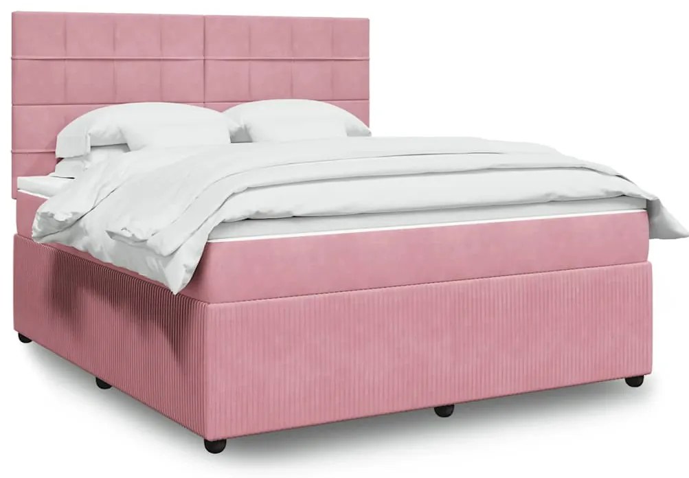 3294711 vidaXL Боксспринг легло с матрак, розово, 180x200 см, кадифе