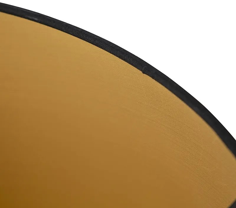 Абажур от памук черен 40/45/25 със златен интериор